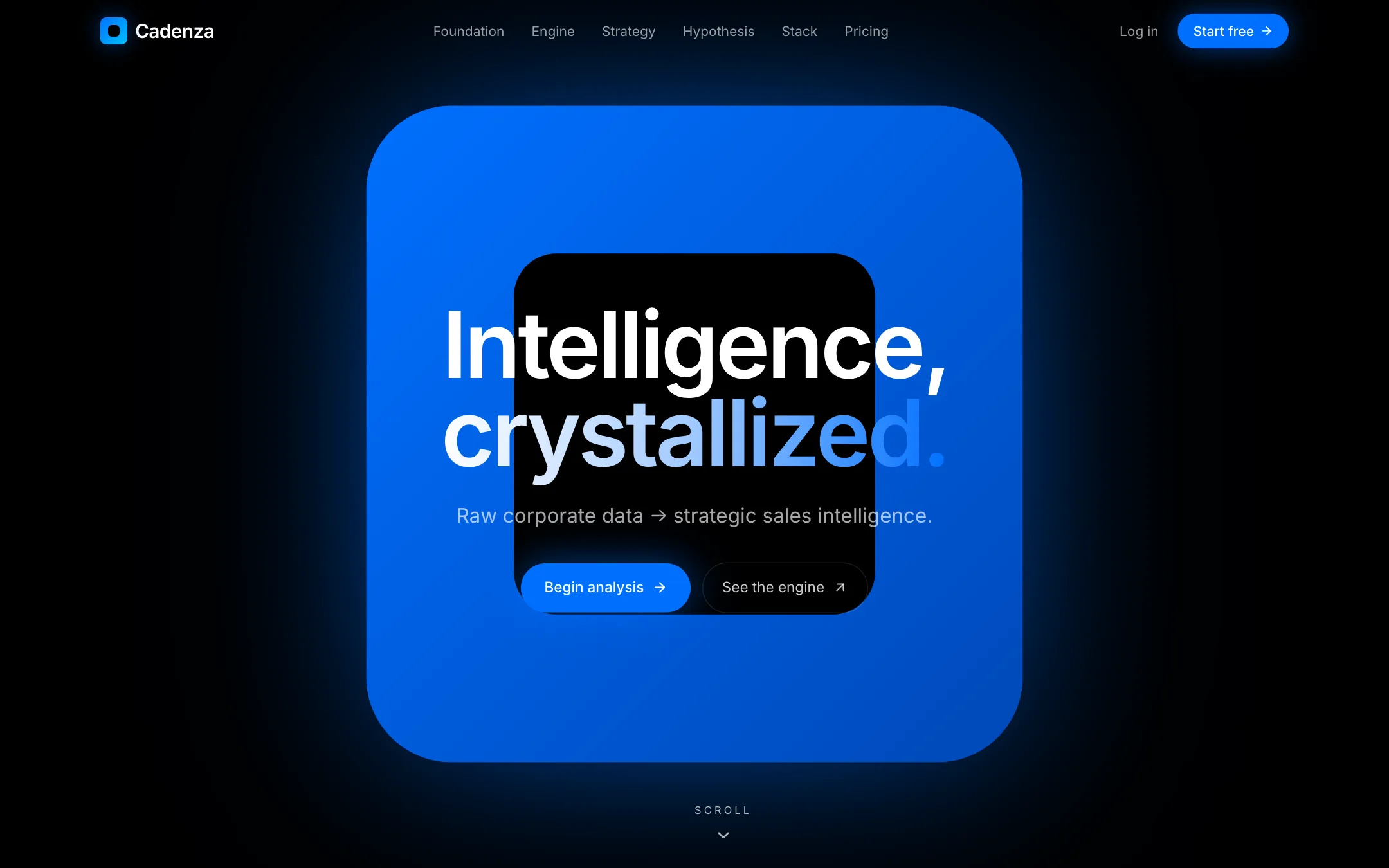 Strona główna Cadenzy z hasłem „Intelligence, crystallized”